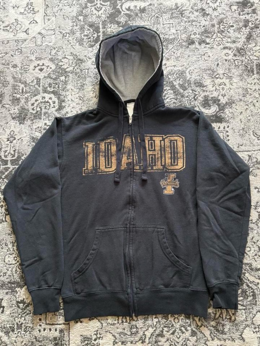 Russell Athletic Black Zip-Up Hoodie with Grey Hood Lining